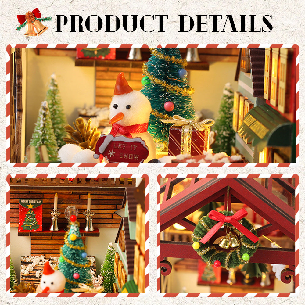 CUTEBEE DIY Wooden Book Nook Kit Bookshelf Inserts (Christmas miniatures world)