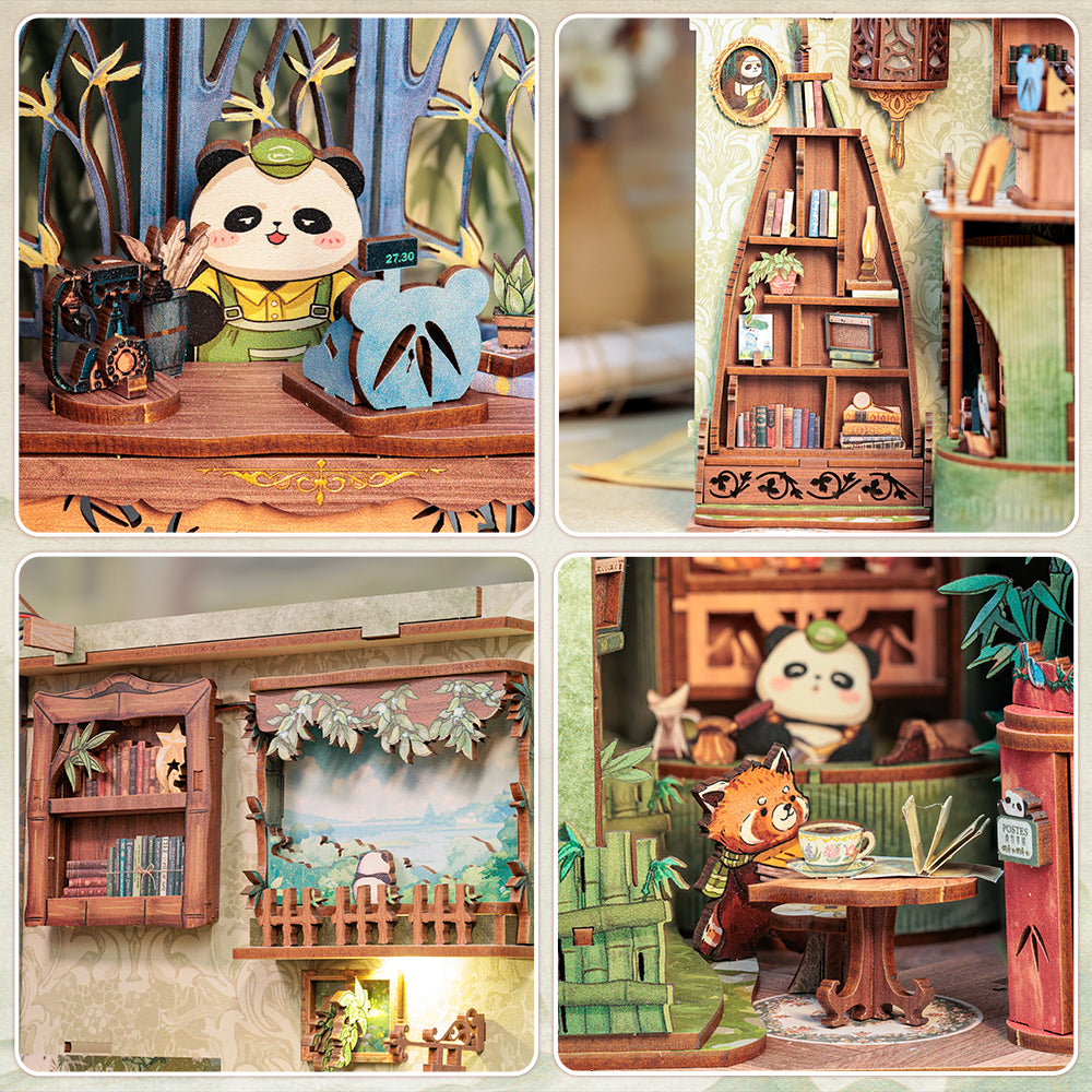 CUTEBEE DIY Book Nook Kit (Panda Bookshop)