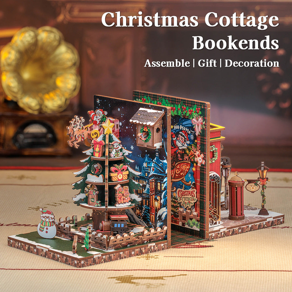 CUTEBEE DIY Bookends Kit (Christmas Cottage)