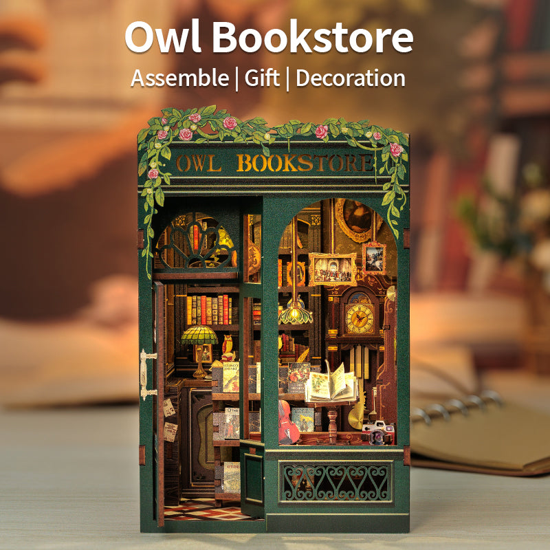 CUTEBEE DIY Book Nook Kit | Owl Bookstore