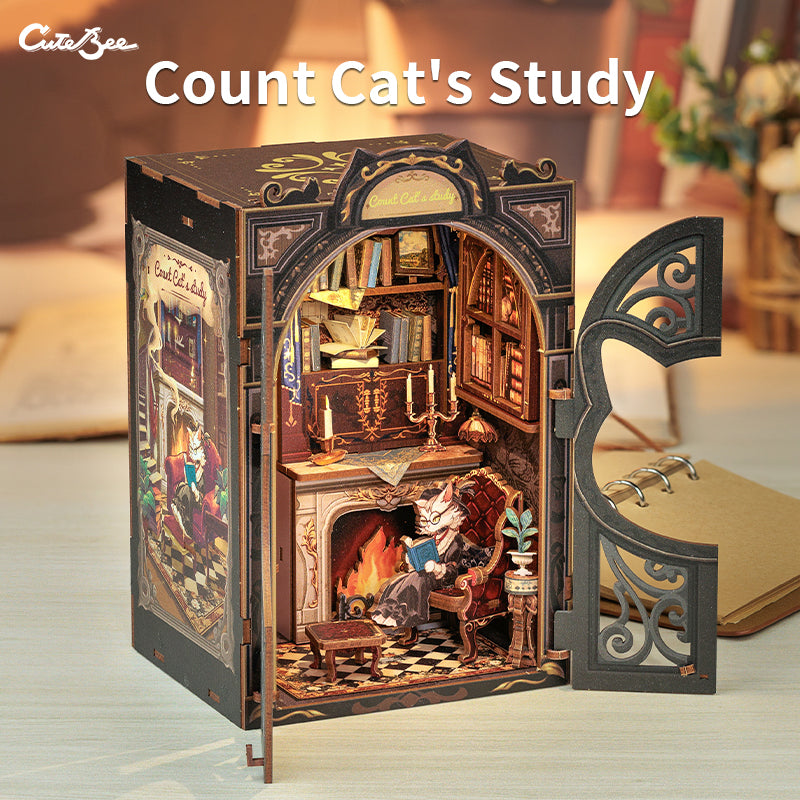 CUTEBEE DIY Book Nook Kit|Count Cat's Study