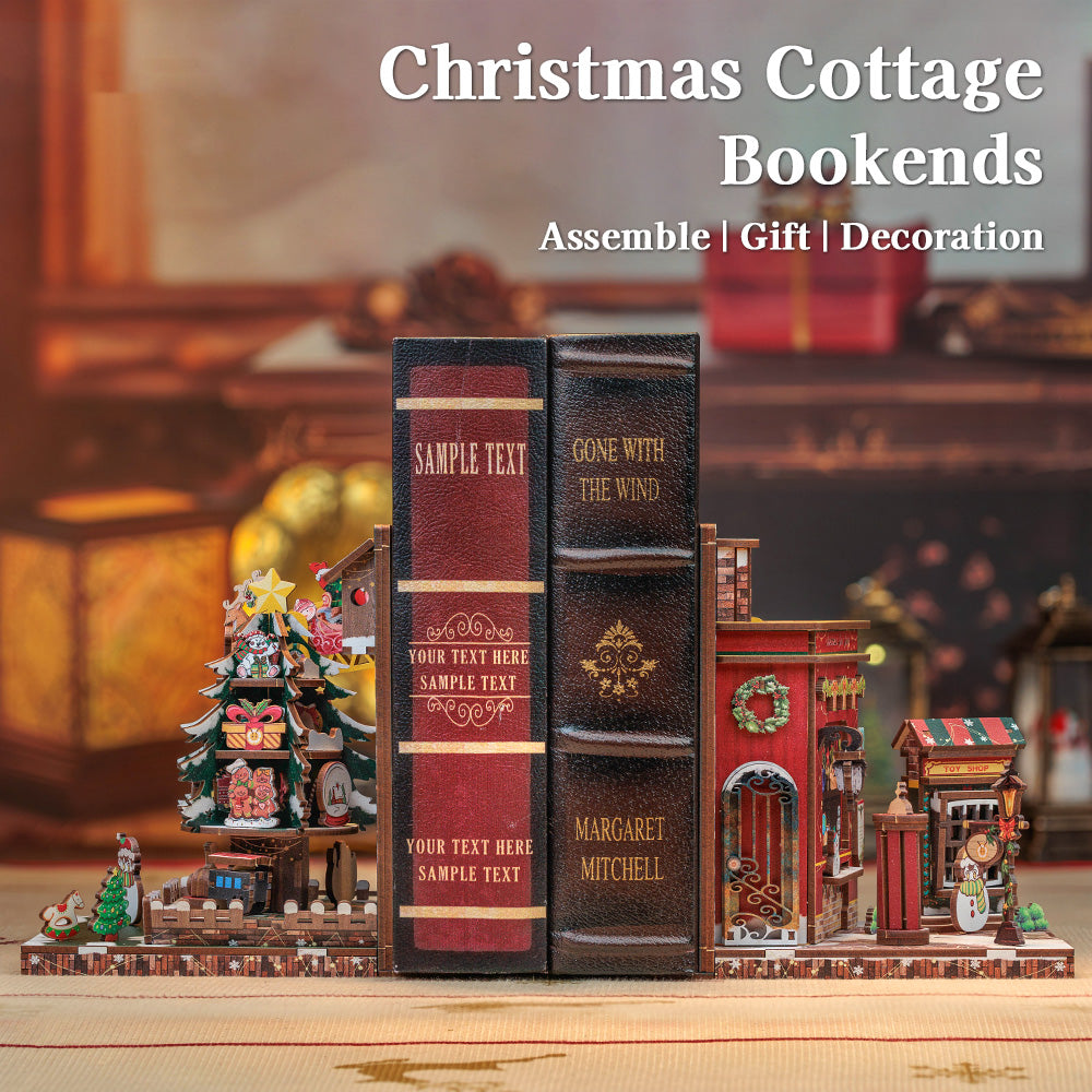 CUTEBEE DIY Bookends Kit (Christmas Cottage)