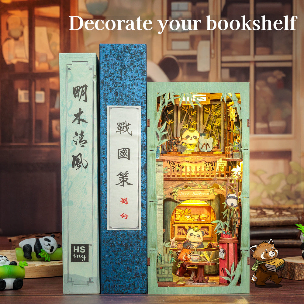 CUTEBEE DIY Book Nook Kit (Panda Bookshop)