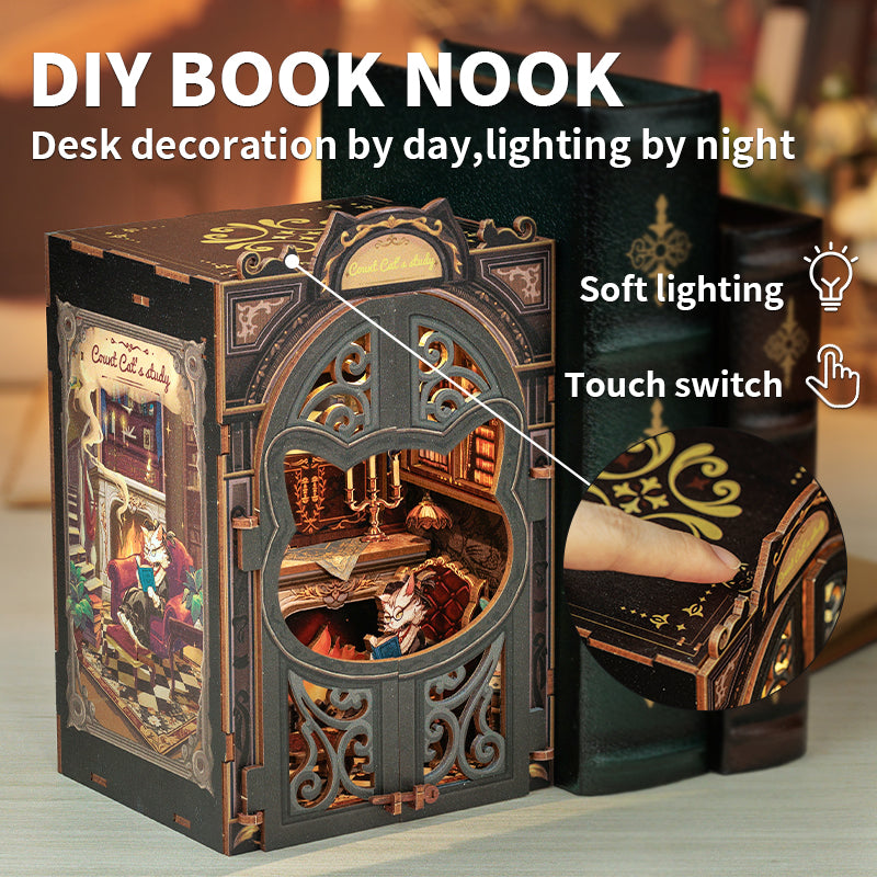 CUTEBEE DIY Book Nook Kit|Count Cat's Study