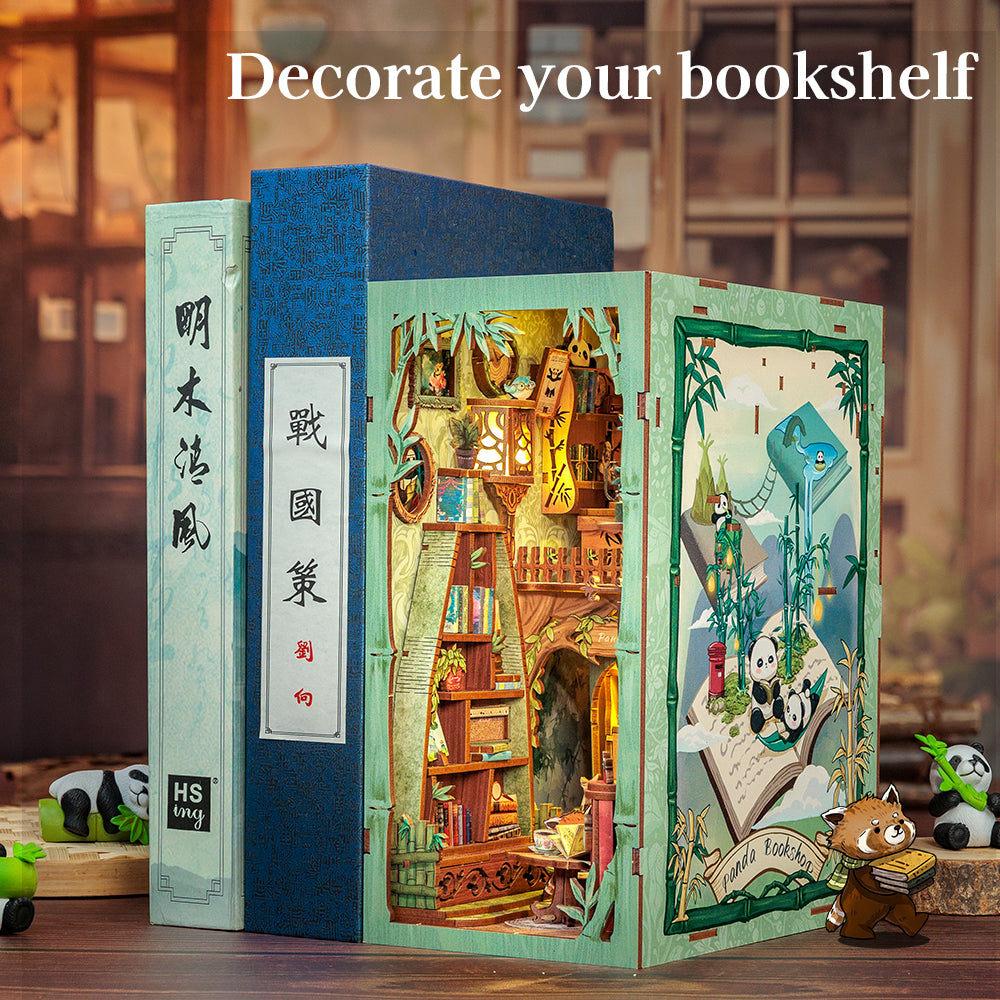 CUTEBEE DIY Book Nook Kit (Panda Bookshop)