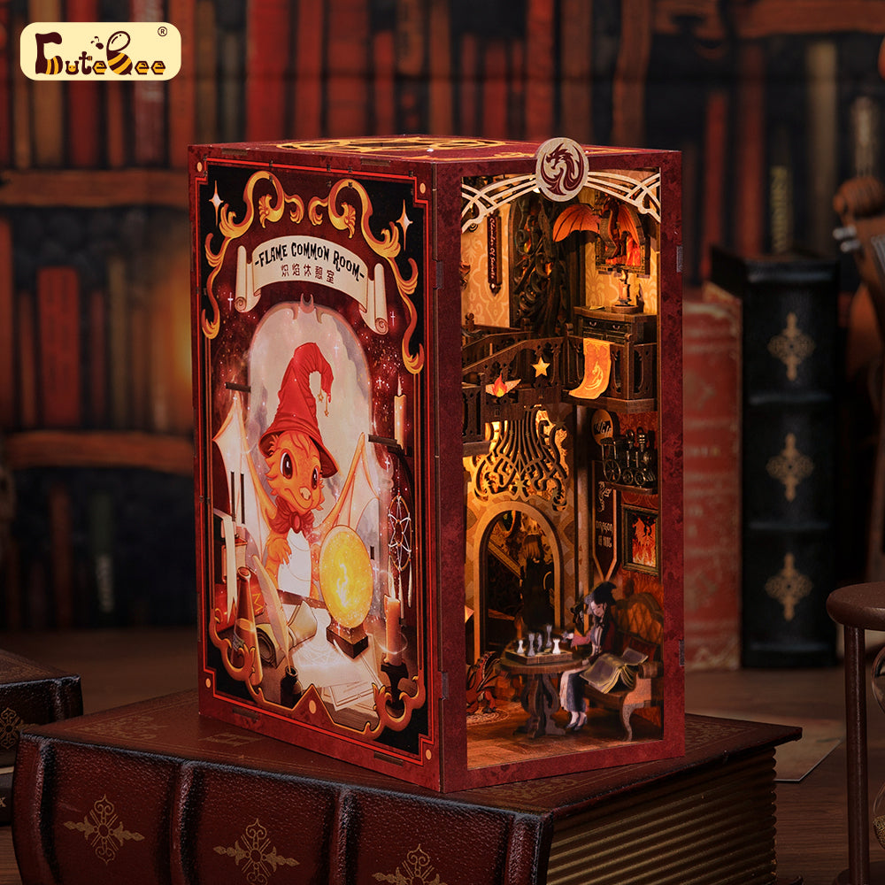 CUTEBEE DIY Book Nook Kit (Flame Common Room)