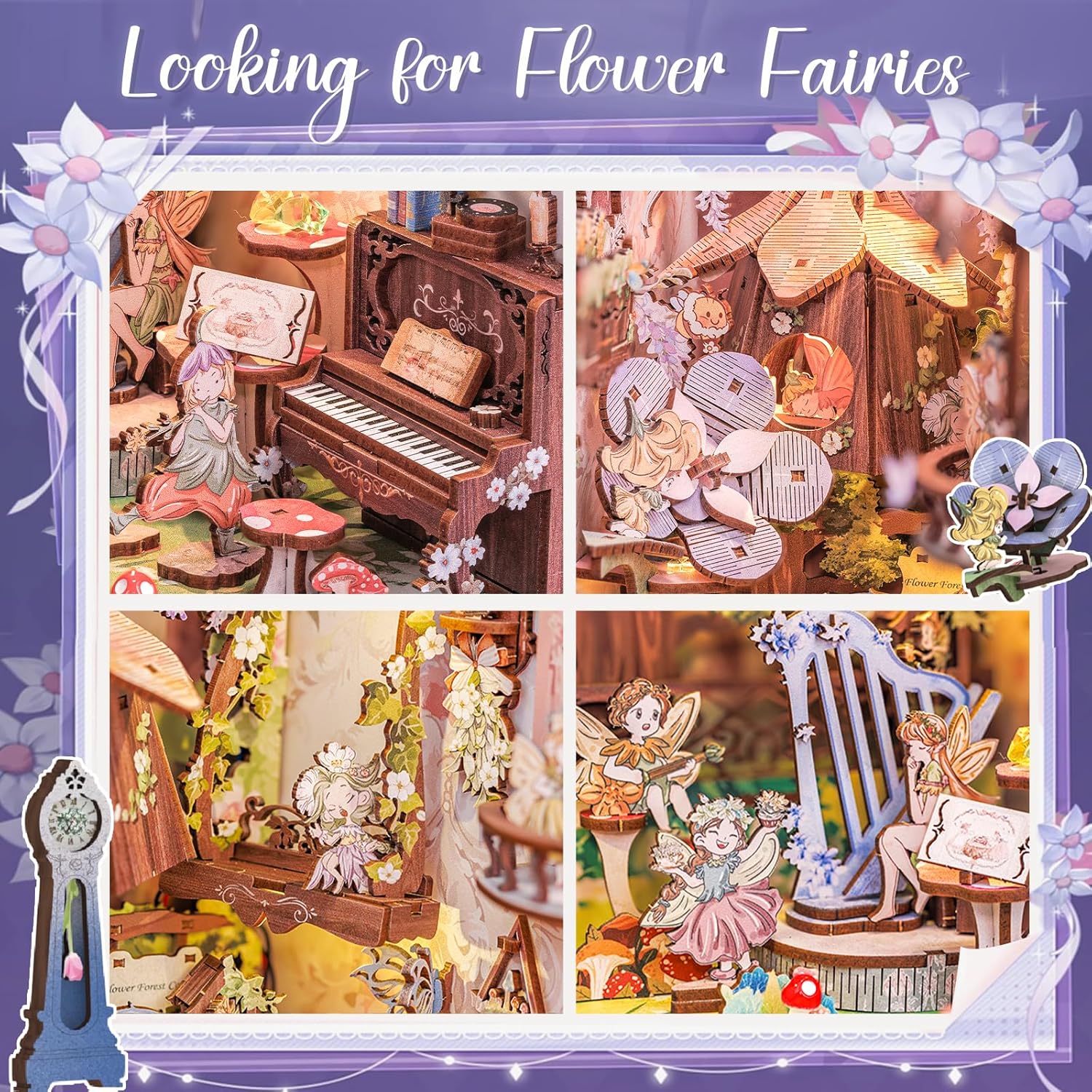 CUTEBEE DIY Book Nook Kit|Flower Forest Concert