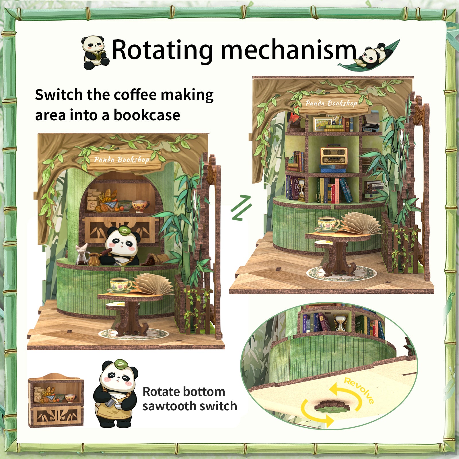 CUTEBEE DIY Book Nook Kit (Panda Bookshop)