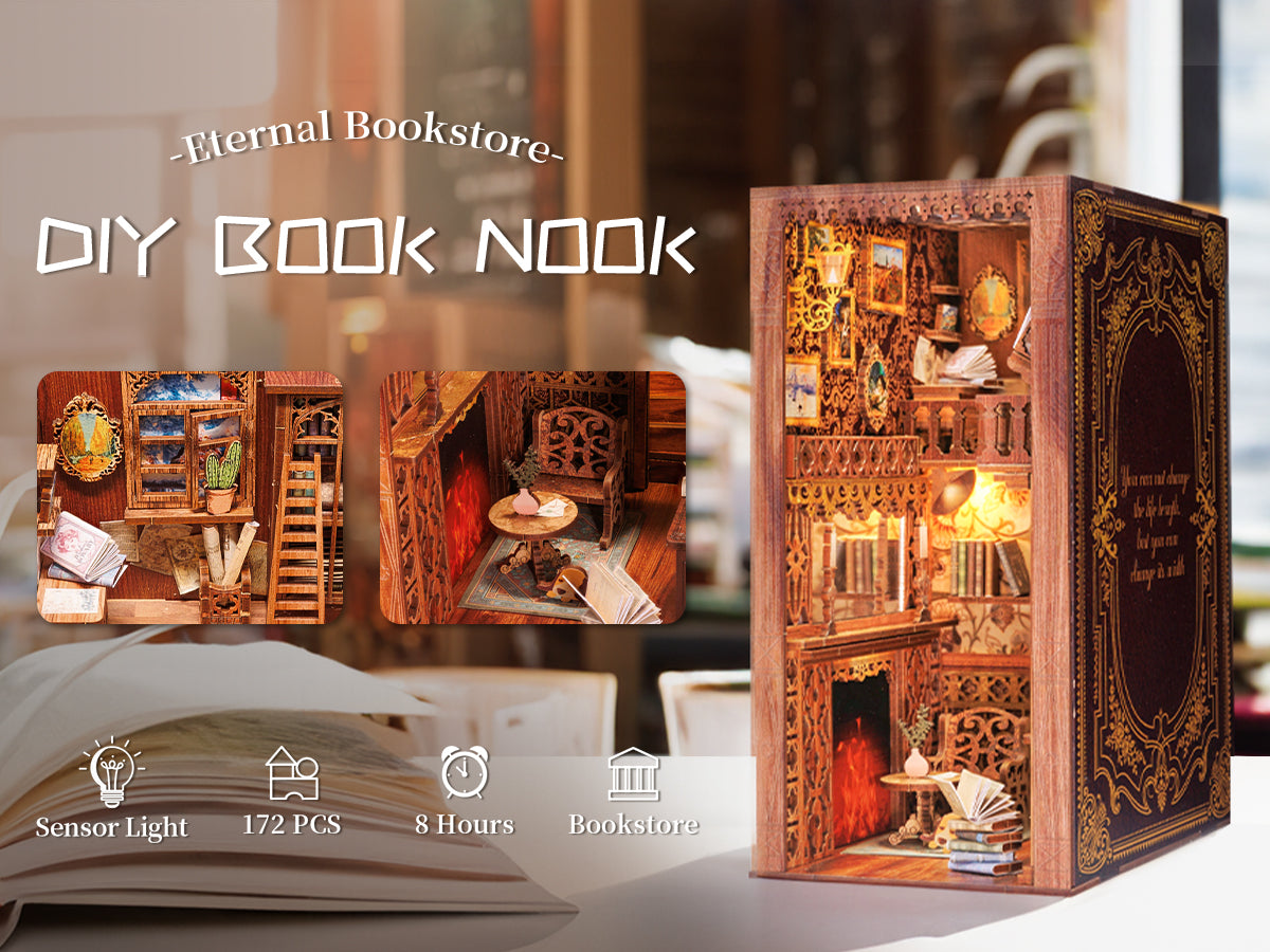 CuteBee DIY Booknook Kit - Eternal Bookstore Theme; Lighted 3D