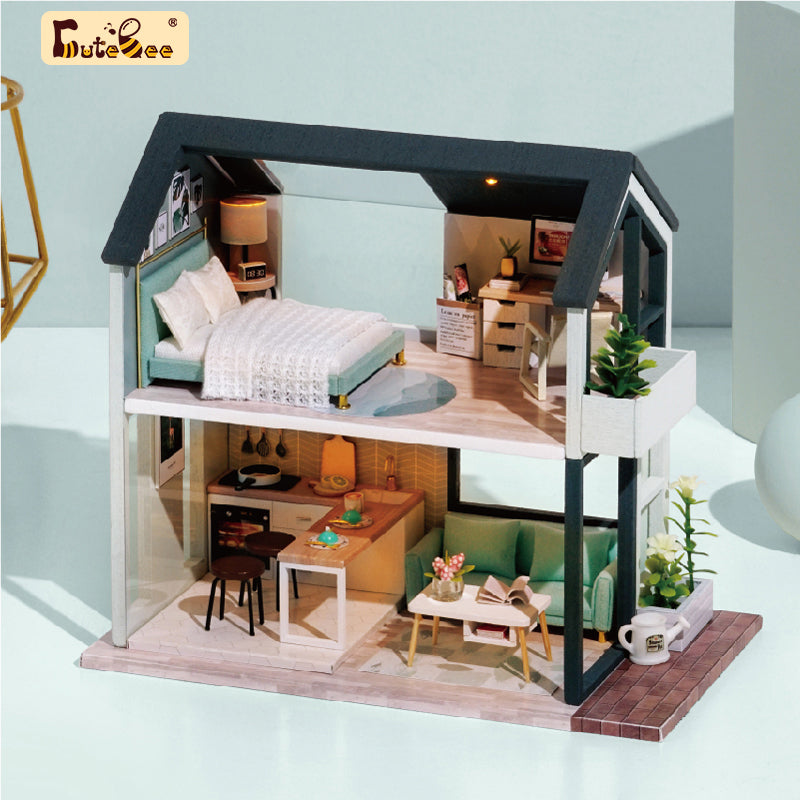  CUTEBEE Dollhouse Miniature with Furniture, DIY Wooden  Dollhouse Kit Plus Dust Proof and Music Movement, 1:24 Scale Creative Room  Idea (Forest Habitat) : Toys & Games