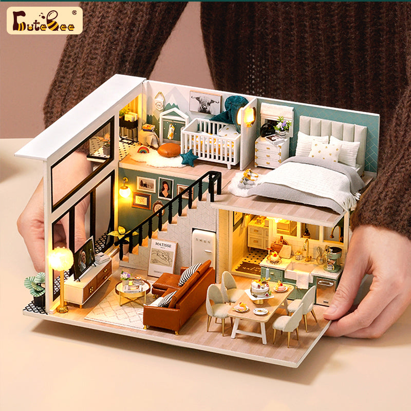 DIY Music Studio Miniature Doll House Kit 1:24 With Light 
